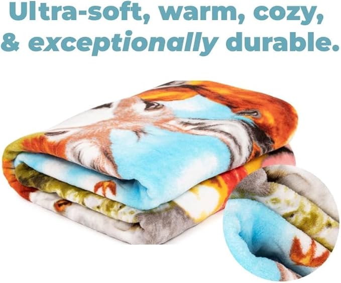 Dawhud Direct Cartoon Selfie Farm Animals Fleece Blanket for Bed 50" x 60" Farm Animal Fleece Throw Blanket for Women, Men and Kids Super Soft Plush Horse Blanket Throw Plush Blanket for Horse Lovers