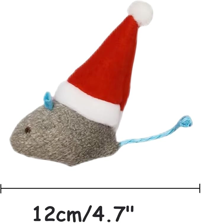 6-Pack Catnip Cat Mice Toys with Cute Christmas Hats - Holiday Cat Plush Toy Set for Cats & Kittens, Festive Interactive Catnip Mice for Indoor Cats, Durable & Fun Christmas-Themed Cat Toys-Style 2