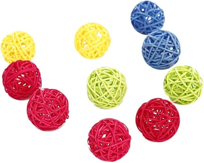 10 Pcs Funny Kitten Cat Playing Candy Color Rattan Ball Pet Supplies - Random Color Cat Balls Cat Tunnels for Indoor Cats, Cat Toys for Indoor Cats