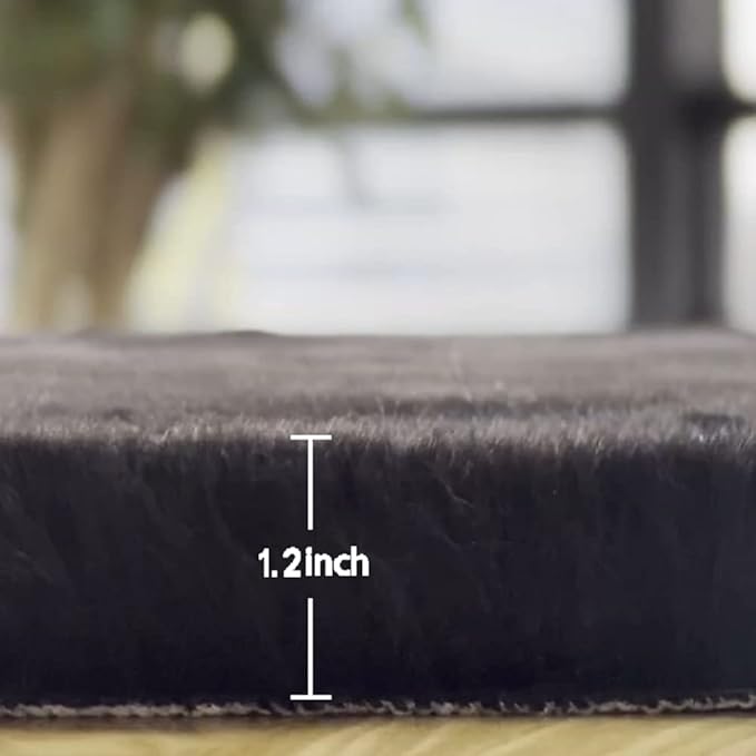 Black Shag Washable Fluffy Fur Area Rugs for Bedroom Living Room Faux Rabbit Fur Nursery Rug Runners 2x6 Cute Room Décor