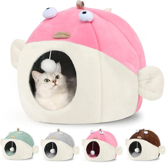 Vanansa Cat Bed for Indoor Cats, Soft Premium Pet Bed, Available in All Seasons,No Deformation, Anti-Slip Bottom, Great Medium Cat Houses for Indoor Cats, Roomy Cat Tent for Indoor Cats(M, 15" x 12")