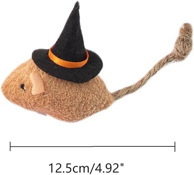 6 Packs Cat Toys Interactive Toy Witch Magic Hat Costume Plush Mouse Shaped Catnip Toys