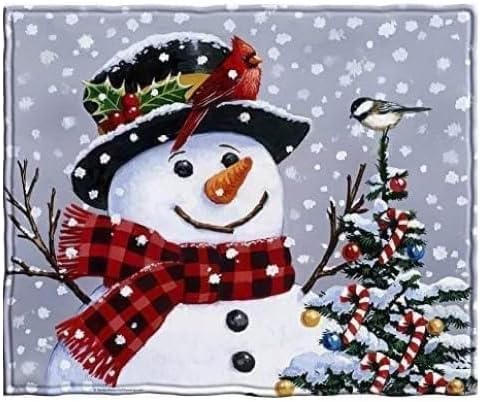 Dawhud Direct Christmas Fleece Blanket for Bed, 50" x 60" Festive Fleece Throw Blanket for Kids and Adults - Super Soft Plush Snowman Blanket Throw