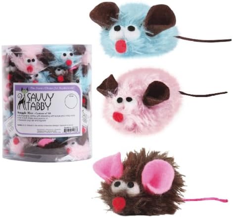 Polyester/Felt Snuggle Mice Cat Toys Canister, 48-Pack