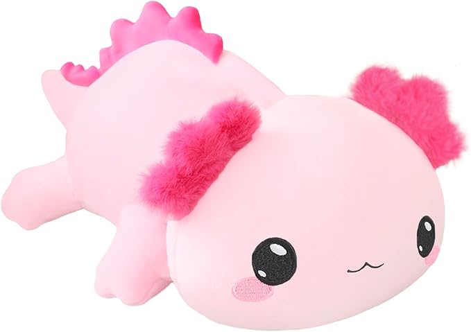 SQEQE Weighted Axolotl Plush, Weighted Axolotl Stuffed Animal, Cute Plushies Soft Pink Pillow Toy Gift for Kids Adults 9.8 Inch, 0.8 lbs