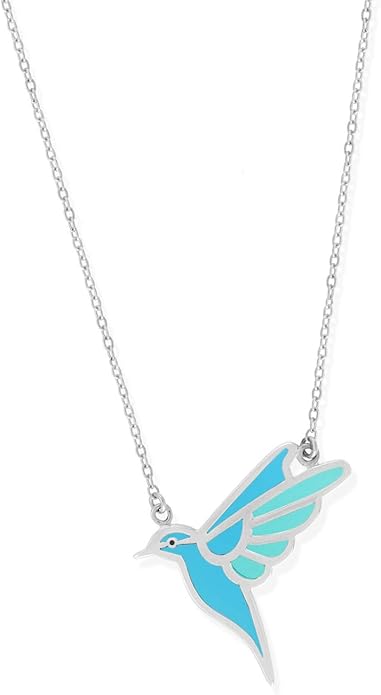 Boma Jewelry Sterling Silver Blue Resin Bird Necklace, 18 Inches