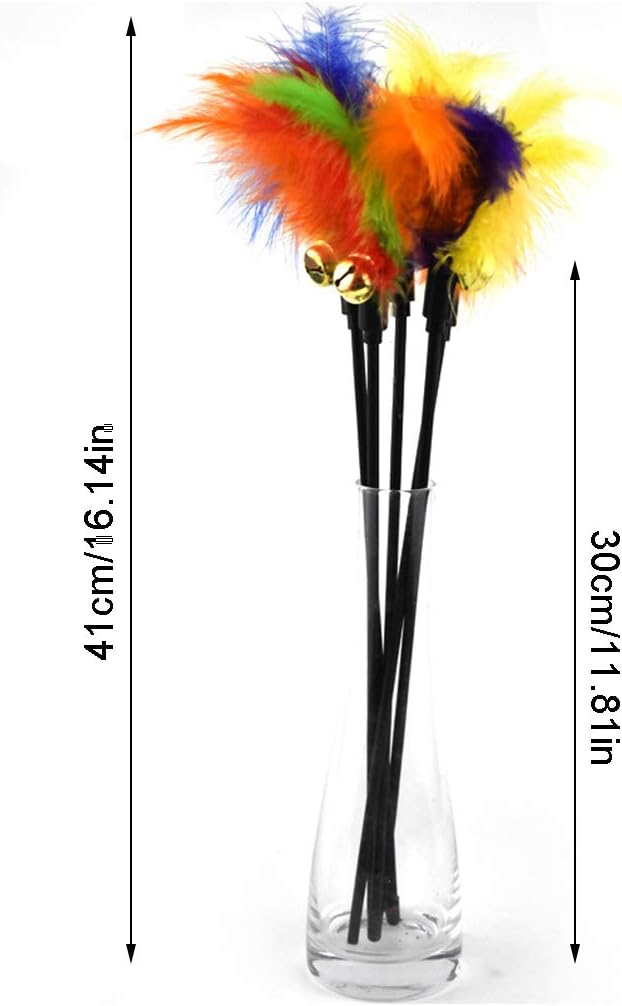 Tebatu Cat Stick Catcher, with Bell Colorful Wand Pet Interactive Toy Dimension: app.41cm/16.14in