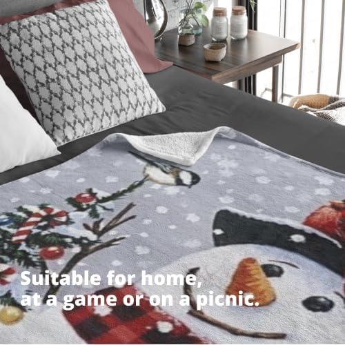 Dawhud Direct Christmas Fleece Blanket for Bed, 50" x 60" Festive Fleece Throw Blanket for Kids and Adults - Super Soft Plush Snowman Blanket Throw