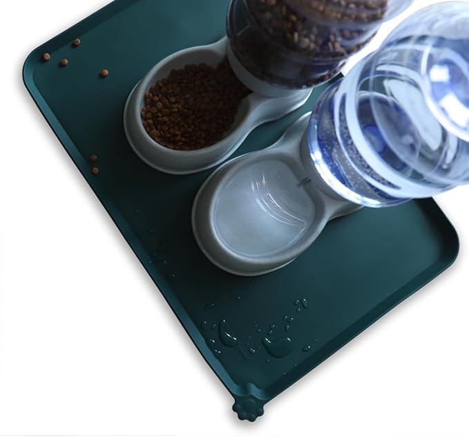 Hoki Found Large Silicone Pet Food Mats Tray - Non Slip Pet Dog Cat Bowl Mats Placemat - Dog Pet Cat Feeding Mat - Waterproof Dog Cat Food Mats -Pet Water Mats for Floors - Dark Cedar