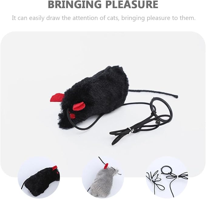 balacoo 3 Pcs Interactive Cat Mouse Toys With Pull Ring, Plush Mice Cat Squeak Toys, Cat Toys Mice For Indoor Cats (3 Colors)