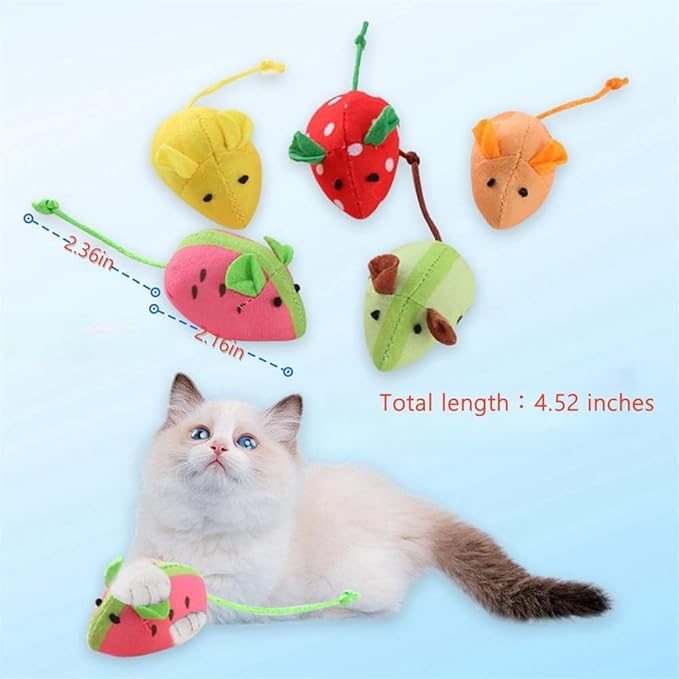 Cat Mouse Toys Catnip Cat Toys Cat Mice Toys Interactive Catnip Toy for Indoor Kittens Cats Set of 5