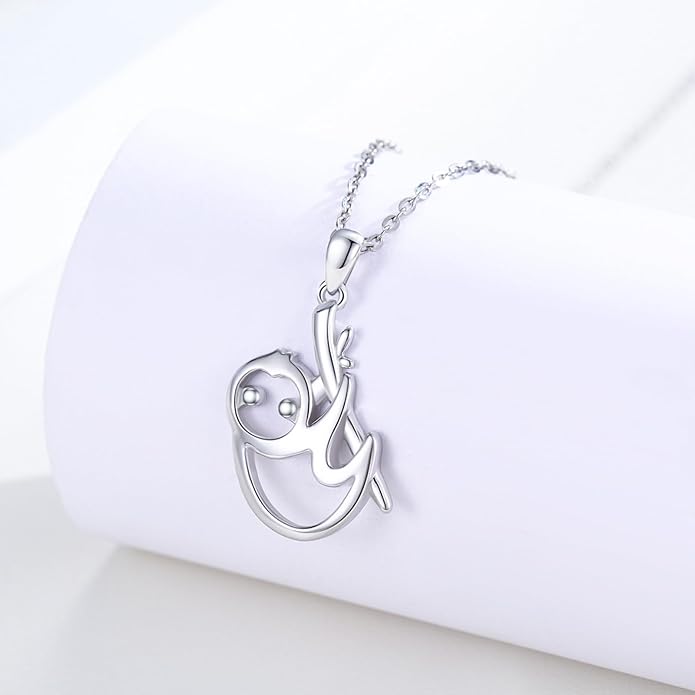 Animal Necklace for Women Girls 925 Sterling Silver Cat/Dog/Monkey/Sloth Pendant Necklace Cute Animal Jewelry Gift for Women Girls