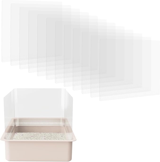 12Pcs Cat Litter Box Pee Shields Litter Box Shields Litter Box Splash Guard for Open Top Litter Box Litter Box Privacy Screen Transparent Easy Clean -Litter Box Not Included