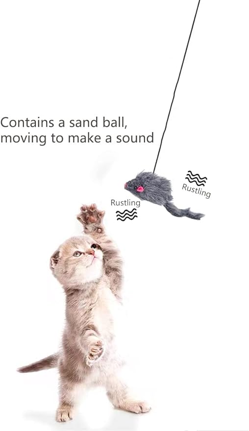 Kalimdor Interactive Cat Feather Toys,Retractable Teaser Toy ，Hanging Interactive Toys for Indoor Cats Kitten Play Chase Exercise, Kitten Mental Exercise Toys (2 Pack)