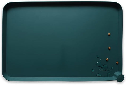 Hoki Found Large Silicone Pet Food Mats Tray - Non Slip Pet Dog Cat Bowl Mats Placemat - Dog Pet Cat Feeding Mat - Waterproof Dog Cat Food Mats -Pet Water Mats for Floors - Dark Cedar