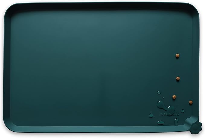 Hoki Found Large Silicone Pet Food Mats Tray - Non Slip Pet Dog Cat Bowl Mats Placemat - Dog Pet Cat Feeding Mat - Waterproof Dog Cat Food Mats -Pet Water Mats for Floors - Dark Cedar