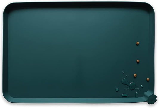 Hoki Found Large Silicone Pet Food Mats Tray - Non Slip Pet Dog Cat Bowl Mats Placemat - Dog Pet Cat Feeding Mat - Waterproof Dog Cat Food Mats -Pet Water Mats for Floors - Dark Cedar