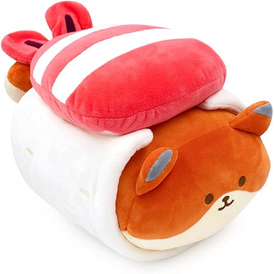 Anirollz Stuffed Animal Plush Toy - Official Roll Blanket Outfitz Doll |Soft, Squishy, Warm, Cute, Comfort, Safe| Shrimp Sushi Pillow with Fox - Birthday Decorations Gift 12" Foxiroll