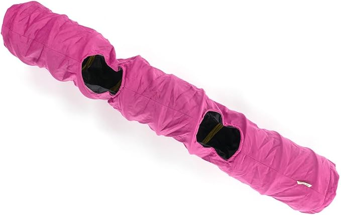 Velvet Fabric - Foldable/Collapsible - 55x8.66 Inches Cat Tunnel (Pink)