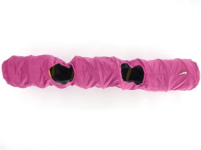 Velvet Fabric - Foldable/Collapsible - 55x8.66 Inches Cat Tunnel (Pink)