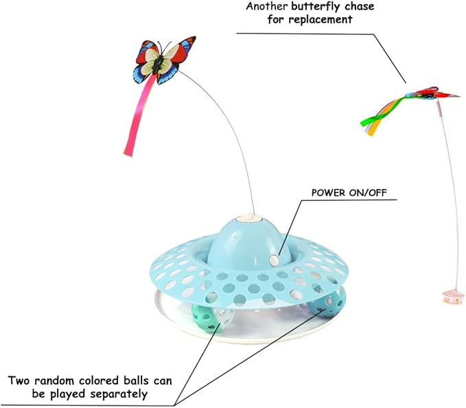 Interactive Cat Toys Automatic Electric Rotating Butterfly & Ball Exercise Kitten Toy Funny Cat Teaser Toys
