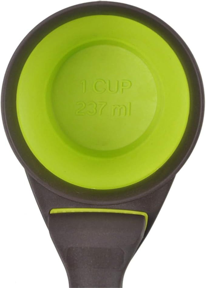Collapsible Pet Scoop Silicone Measuring Cups Set Sealing Clip 3 in 1 Multi-Function Scoop Bowls Bag Clip for Dog Cat Food Water Set of 2 (1 Cup & 1/2 Cup Capacity) (Multicolor)