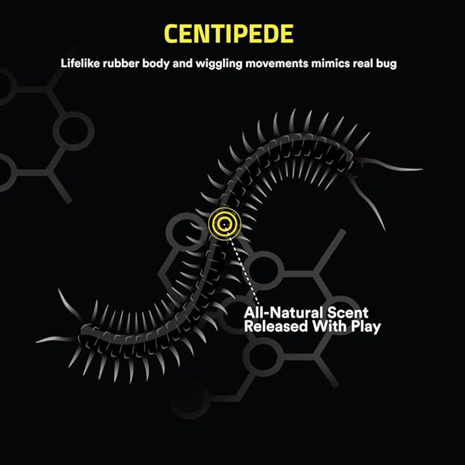 Playology Centipede Toy for Cats | Lifelike Wiggling Creature Rubber Body with All-Natural Scent | Catnip Infused Toy for Endless Fun!