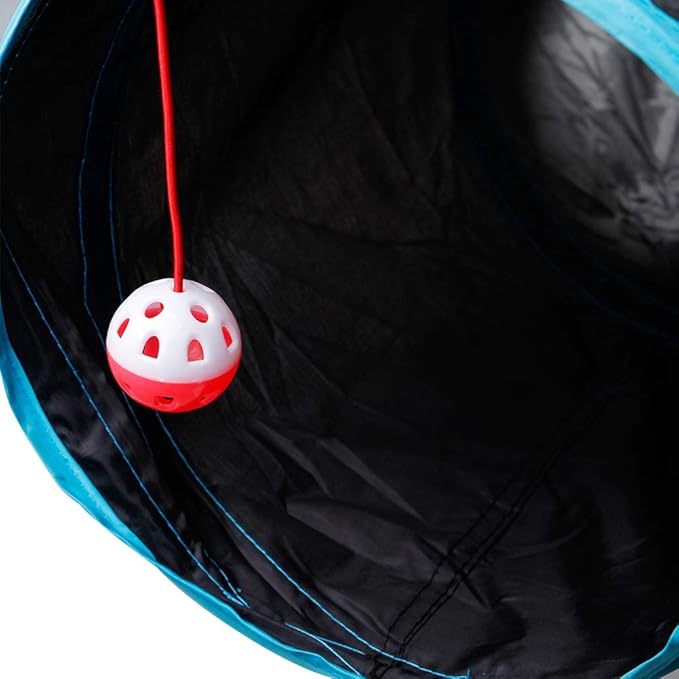 Cat Tunnels Crinkle Play Toys Collapsible Tube with Ball Maze Cat House Pet Interactive for Cat Puppy Kitten Rabbit 4-Way Tunnel