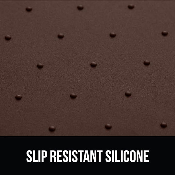 GORILLA GRIP 100% Waterproof Raised Edge BPA Free Silicone Pet Feeding Mat, Dog Cat Food Mats Contain Spills Protects Floors, Placemats for Cats and Dogs Water Bowl, Pets Accessories 18.5x11.5 Brown