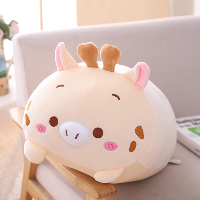 Cute Plush Deer Stuffed Animal, Super Soft Squishy Body, Kids Hugging Toy, Kawaii Sleeping Pillow, 8-Inch Gift for Bedding or Home Decor