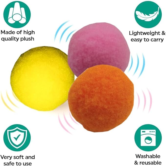Premium Soft Pom Pom Balls for Kittens - Lightweight, Interactive, Assorted Colors - Plush Toy Balls for Kitten Training and Play - Pet Products for Cats (1.2 Inches 30 Balls)