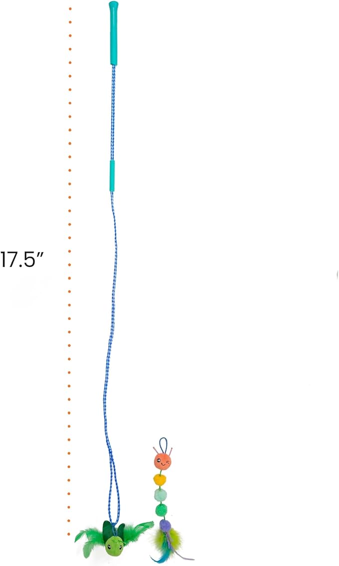 Catstages Tail Teaser Ground Prey Play Wand with Catnip Toy Attachments Interactive Cat Wand