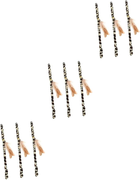 balacoo 9 Pcs Cat Teaser Leopard Cat Wand Indoor Cat Toys Cat Teasing Wand Small Cat Toys Funny Cat Toy Cat Teething Toy Dog Portable Cat Toy Cat Plaything Cat Toy Wand Pet Kitten Cloth