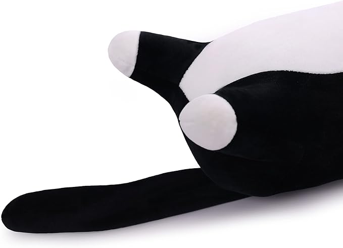 Long Plush Cat Toy Pillow Stuffed Animal Cat Kids Plush Toy Pillow for Kids and Girls Toy Doll (Black&White,50cm/19.7in)