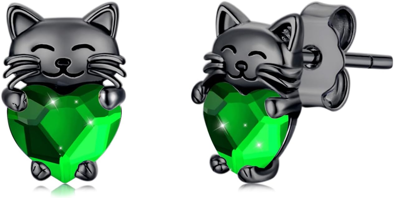 925 Sterling Silver Cat Earrings Cute Animal Kitten Stud Earrings cat Jewelry Gifts for Women Girls Hypoallergenic Earrings for Sensitive Ears