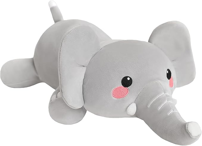 SQEQE Weighted Elephant Plush, Weighted Elephant Stuffed Animal, Cute Plushies Soft Pillow Toy Gift for Kids Adults 23.6 Inch, 3.1 Lbs