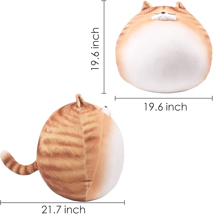 ARELUX 18In High Chubby Cat Plush Pillow, Cute Fat Kitty Cat Stuffed Animal Soft Kitten Adorable Hugging Pillow Anime Plushies,Funny Toy Birthday for Adults Friends