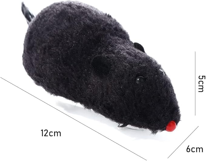 Black Funny Clockwork Toy, Plush Mouse Toy Wind Up Toys, Pet Toy, Mechanical Motion Power Spring Cat Dog Playing Toy Cat Mice and Animals Toys