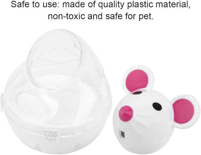 Cat Treat Dispenser Toy, Small Cat Food Balls Slow Feeder, Mice Tumbler Design Cat Food Toy Cat Enrichment Toys for Pet Interactive Training and Food Dispensing (White)