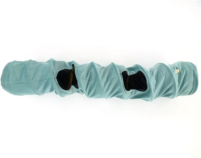Velvet Fabric - Foldable/Collapsible - 55x8.66 Inches Cat Tunnel (Baby Blue)