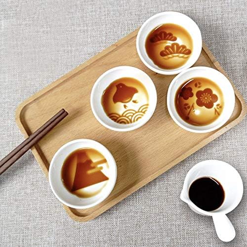 4pcs Ceramic Japanese Relief Seasoning Dishes Relish Plate Appetizer Plates,3inches