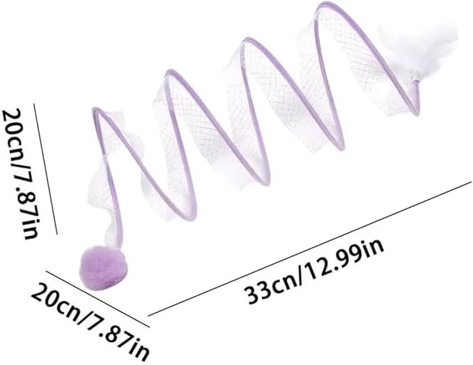 Collapsible Cat Tunnel, Funny Cat Tunnels for Indoor Cats, Foldable Cat Play Tunnel, Interactive Toy Maze Cat Toy with Play Ring for Cats, Puppy, Kitty, Rabbit… (Purple)