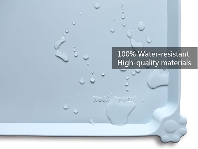 Hoki Found Silicone Pet Food Mats Tray - Non Slip Pet Dog Cat Bowl Mats Placemat - Dog Pet Cat Feeding Mat - Waterproof Dog Cat Food Mats -Pet Water Mats for Carpet -Frost