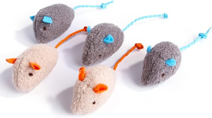 Q.Y.HOME Cat Toy Interactive Toy Plush Mouse Shaped Toy - (3 Pack),Small Breeds