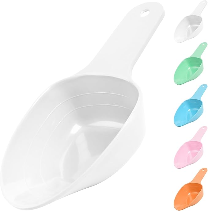 Dog Food Scoop-Melamine Pet Food Measuring Cup - 1 Cup 1/2 Cup 1/4 Cup Dog Cat Bird and Rabbit Food Feeding Scoop Dishwasher Safe - White