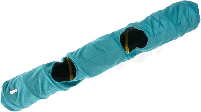 Velvet Fabric - Foldable/Collapsible - 55x8.66 Inches Cat Tunnel (Miami Blue)