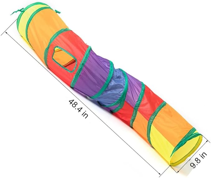 Foldable Cat Tunnel, S Shaped 2-Way Cat Tunnels for Indoor Cats, Collapsible Cat Play Tunnel, Interactive Toy Maze Cat House with 2 Play Balls for Cats, Puppy, Kitty, Kitten, Rabbit