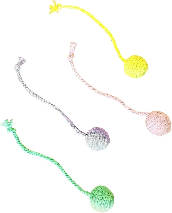 Cat Mouse Toys, 4 PCS Funny and Cute Cat Toy Mice Set with Built in Sound Stone, Interactive Pets Toy and Kittens for Bored Indoor Adult Cats (Cotton Ball)