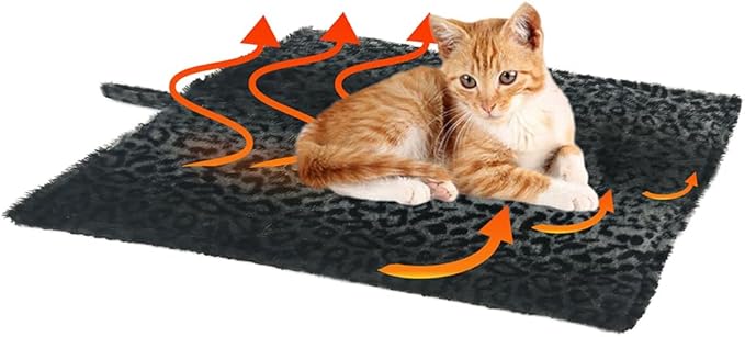 WALOO Pets Self Heating Thermal Cat Mat & Napping Pad (Leopard Gray)