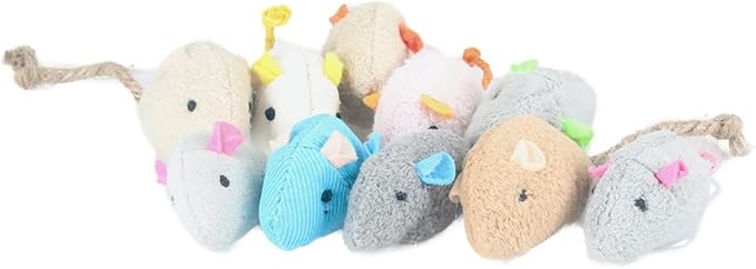 emours Catnip Cat Toys Mouse Interactive Cat Toy, 10pcs Value Pack, Assorted Colors